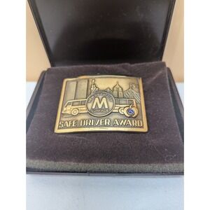 NYC Safe Driver Award Vintage Belt Buckle New York Twin Towers Bus Liberty, Case